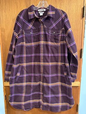 Duluth Trading Co Purple Plaid Button-Front Jacket